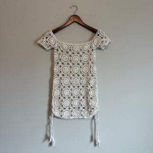 Crochet Lace Top Women S Boho Granny Square Patchwork Beach Eyelet Festival Y2K